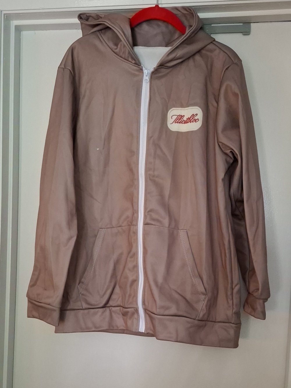 Men's Taupe Zip-Up Hooded Jacket